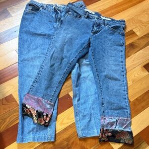 Embroidered Cuff Blue Jeans & vintage denim bundle